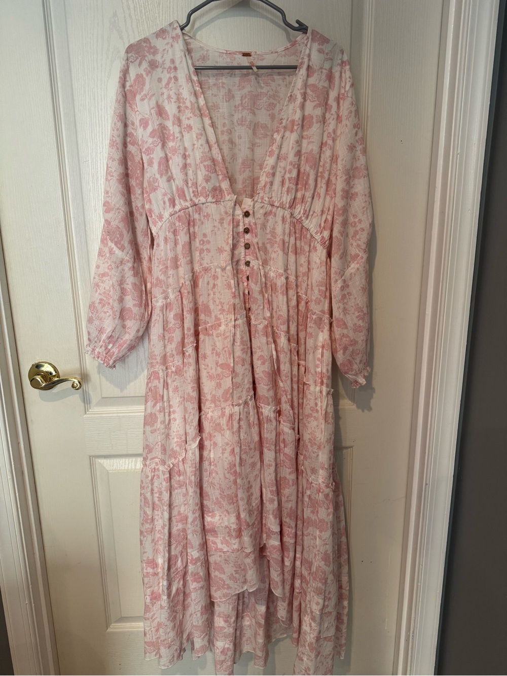 Free People Pappiet Pink Floral Midi Dress XL Never Worn